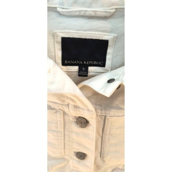 Banana Republic White Denim Jacket Womens S - Picture 2 of 6